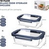 image:image10Pack Glass Food Storage Containers with Tempered Glass Lids  Borosilicate Airtight OvenSafe 4F950F BPAFree 44 amp 16 Cup LeakProof Dishwasher Safe Blue