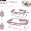 image:image10Pack Glass Food Storage Containers with Tempered Glass Lids  Borosilicate Airtight OvenSafe 4F950F BPAFree 44 amp 16 Cup LeakProof Dishwasher Safe Pink