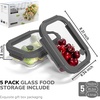 image:image12Pack Glass Containers with Tempered Lids  Borosilicate OvenSafe4F950F Airtight BPAFree MultiSize for Meal Prep Dishwasher Safe 16 cups to 64 cups PinkTempered Lids Gray