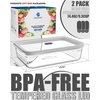 image:image4Pack Glass Food Storage Containers with Tempered Glass Lids 2x 47 Cup amp 2x 93 Cup Airtight Oven amp Microwave Safe Borosilicate Glass 4F to 950FGray