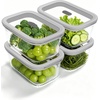 image:image4Pack Glass Food Storage Containers with Tempered Glass Lids 2x 47 Cup amp 2x 93 Cup Airtight Oven amp Microwave Safe Borosilicate Glass 4F to 950FGray
