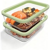 image:image4Pack Glass Food Storage Containers with Tempered Glass Lids 2x 47 Cup amp 2x 93 Cup Airtight Oven amp Microwave Safe Borosilicate Glass 4F to 950FGreen