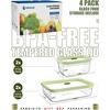 image:image4Pack Glass Food Storage Containers with Tempered Glass Lids 2x 47 Cup amp 2x 93 Cup Airtight Oven amp Microwave Safe Borosilicate Glass 4F to 950FGreen