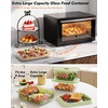 image:image4Pack Glass Food Storage Containers with Tempered Glass Lids 2x 47 Cup amp 2x 93 Cup Airtight Oven amp Microwave Safe Borosilicate Glass 4F to 950FGreen