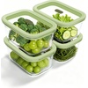 image:image4Pack Glass Food Storage Containers with Tempered Glass Lids 2x 47 Cup amp 2x 93 Cup Airtight Oven amp Microwave Safe Borosilicate Glass 4F to 950FGreen