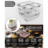 image:image4Pack Glass Food Storage Containers with Tempered Glass Lids 2x 47 Cup amp 2x 93 Cup Airtight Oven amp Microwave Safe Borosilicate Glass 4F to 950FLight gray