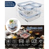 image:image4Pack Glass Food Storage Containers with Tempered Glass Lids 2x 47 Cup amp 2x 93 Cup Airtight Oven amp Microwave Safe Borosilicate Glass 4F to 950FLight blue