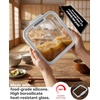 image:image4Pack Glass Food Storage Containers with Tempered Glass Lids 2x 47 Cup amp 2x 93 Cup Airtight Oven amp Microwave Safe Borosilicate Glass 4F to 950FLight gray
