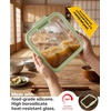 image:image4Pack Glass Food Storage Containers with Tempered Glass Lids 2x 47 Cup amp 2x 93 Cup Airtight Oven amp Microwave Safe Borosilicate Glass 4F to 950FOlive green