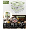 image:image4Pack Glass Food Storage Containers with Tempered Glass Lids 2x 47 Cup amp 2x 93 Cup Airtight Oven amp Microwave Safe Borosilicate Glass 4F to 950FOlive green