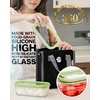 image:image4Pack Glass Food Storage Containers with Tempered Glass Lids 2x 47 Cup amp 2x 93 Cup Airtight Oven amp Microwave Safe Borosilicate Glass 4F to 950FOlive green