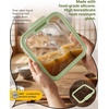 image:image4Pack Glass Food Storage Containers with Tempered Glass Lids 2x 47 Cup amp 2x 93 Cup Airtight Oven amp Microwave Safe Borosilicate Glass 4F to 950FOlive green