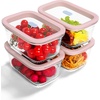 image:image4Pack Glass Food Storage Containers with Tempered Glass Lids 2x 47 Cup amp 2x 93 Cup Airtight Oven amp Microwave Safe Borosilicate Glass 4F to 950FPink