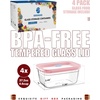 image:image4Pack Glass Food Storage Containers with Tempered Glass Lids 2x 47 Cup amp 2x 93 Cup Airtight Oven amp Microwave Safe Borosilicate Glass 4F to 950FPink