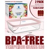 image:image4Pack Glass Food Storage Containers with Tempered Glass Lids 2x 47 Cup amp 2x 93 Cup Airtight Oven amp Microwave Safe Borosilicate Glass 4F to 950FPink