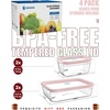 image:image4Pack Glass Food Storage Containers with Tempered Glass Lids 2x 47 Cup amp 2x 93 Cup Airtight Oven amp Microwave Safe Borosilicate Glass 4F to 950FPink