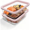 image:image4Pack Glass Food Storage Containers with Tempered Glass Lids 2x 47 Cup amp 2x 93 Cup Airtight Oven amp Microwave Safe Borosilicate Glass 4F to 950FPink