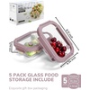 image:image5Pack Borosilicate Glass Containers with Tempered Lids 352oz44 Cup Airtight Meal Prep Set MicrowaveFreezer Safe Pink