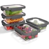 image:image12Pack Glass Containers with Tempered Lids  Borosilicate OvenSafe4F950F Airtight BPAFree MultiSize for Meal Prep Dishwasher Safe 16 cups to 64 cups PinkTempered Lids Gray