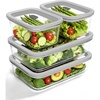 image:image4Pack Glass Food Storage Containers with Tempered Glass Lids 2x 47 Cup amp 2x 93 Cup Airtight Oven amp Microwave Safe Borosilicate Glass 4F to 950FGray