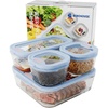 image:image4Pack Glass Food Storage Containers with Tempered Glass Lids 2x 47 Cup amp 2x 93 Cup Airtight Oven amp Microwave Safe Borosilicate Glass 4F to 950FLight blue