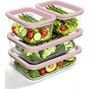 image:image4Pack Glass Food Storage Containers with Tempered Glass Lids 2x 47 Cup amp 2x 93 Cup Airtight Oven amp Microwave Safe Borosilicate Glass 4F to 950FPink