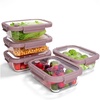 image:image5Pack Borosilicate Glass Containers with Tempered Lids 352oz44 Cup Airtight Meal Prep Set MicrowaveFreezer Safe Pink