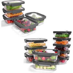 image:image15Pack Glass Food Storage Containers with Tempered Lids  Borosilicate Airtight OvenSafe 4F950F BPAFree 44 amp 16 Cup LeakProof Dishwasher Safe