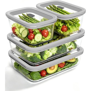 image:image4Pack Glass Food Storage Containers with Tempered Glass Lids 2x 47 Cup amp 2x 93 Cup Airtight Oven amp Microwave Safe Borosilicate Glass 4F to 950FGray