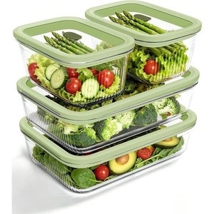 image:image4Pack Glass Food Storage Containers with Tempered Glass Lids 2x 47 Cup amp 2x 93 Cup Airtight Oven amp Microwave Safe Borosilicate Glass 4F to 950FGreen