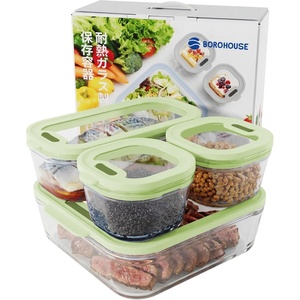 image:image4Pack Glass Food Storage Containers with Tempered Glass Lids 2x 47 Cup amp 2x 93 Cup Airtight Oven amp Microwave Safe Borosilicate Glass 4F to 950FOlive green