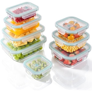 image:image8Pack Borosilicate Glass Food Storage Containers with Airtight Lids  Microwave Oven Freezer Safe LeakProof BPAFree  Meal Prep Baking amp Gift SetPlastic Lids